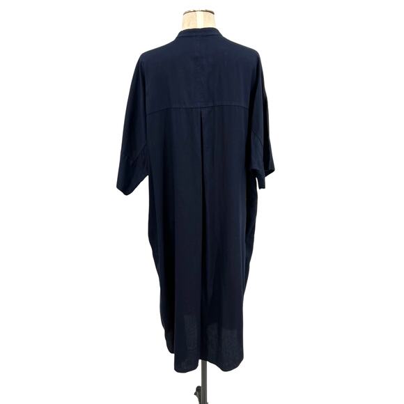 Ocean + Main Easy Cotton Caftan Dress‎ Navy Blue Plus Size 1X - Picture 10 of 16